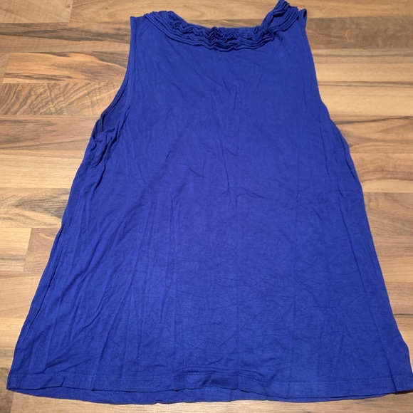 Blue Ruffled Neck Sleeveless Top - Picture 4 of 4